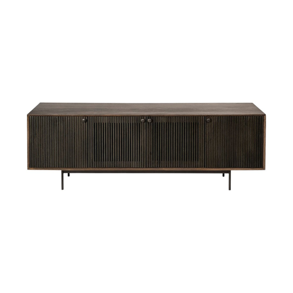 HomeRoots 20" Solid Wood Cabinet - Elegant Enclosed Storage TV Stand for Organized Living Room and Office 380197