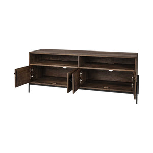 HomeRoots 62" Solid Wood TV Stand in Brown and Black Finish – Stylish Storage Cabinet for Any Room Decor 380198