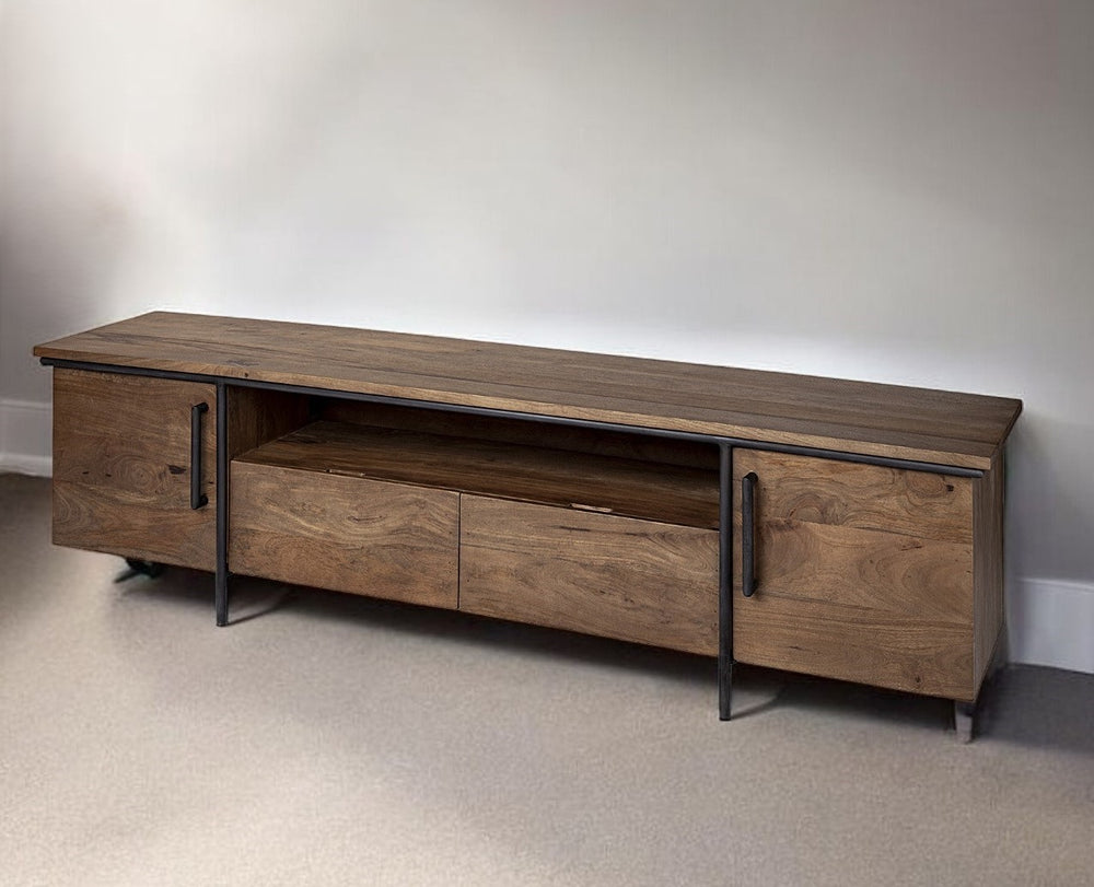 Homeroots 18" Brown And Black Solid Wood Tv Stand  Solid Wood 380199