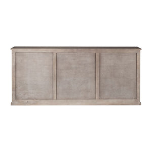 Homeroots 82" Brown Solid Wood Three Drawer Sideboard With Six Doors   380206