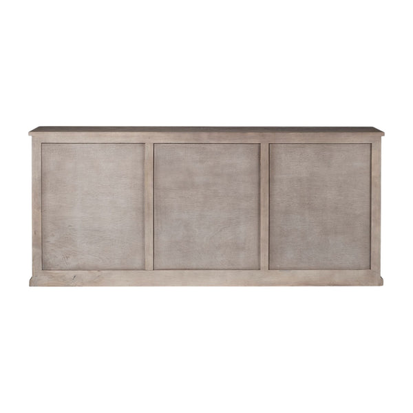 Homeroots 82" Brown Solid Wood Three Drawer Sideboard With Six Doors   380206