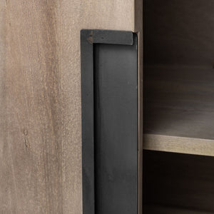 Homeroots 82" Brown Solid Wood Three Drawer Sideboard With Six Doors   380206