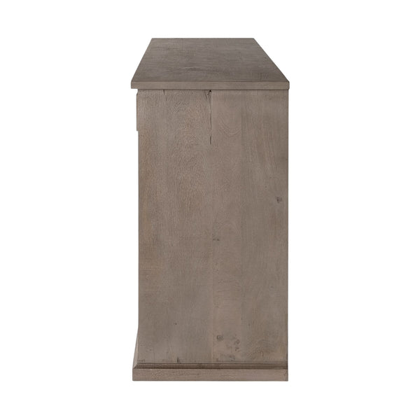 Homeroots 82" Brown Solid Wood Three Drawer Sideboard With Six Doors   380206