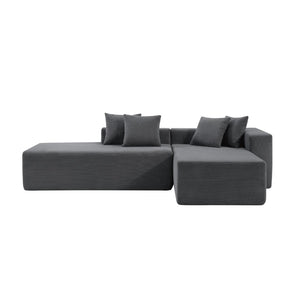 English Elm 101-inch Corduroy L-shaped Sectional Sofa Deep Seat Modular Lounge for Living Room W3480S00003