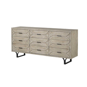 HomeRoots 70" Light Brown Nine-Drawer Sideboard - Stylish Solid Wood Storage for Modern & Rustic Interiors 380211