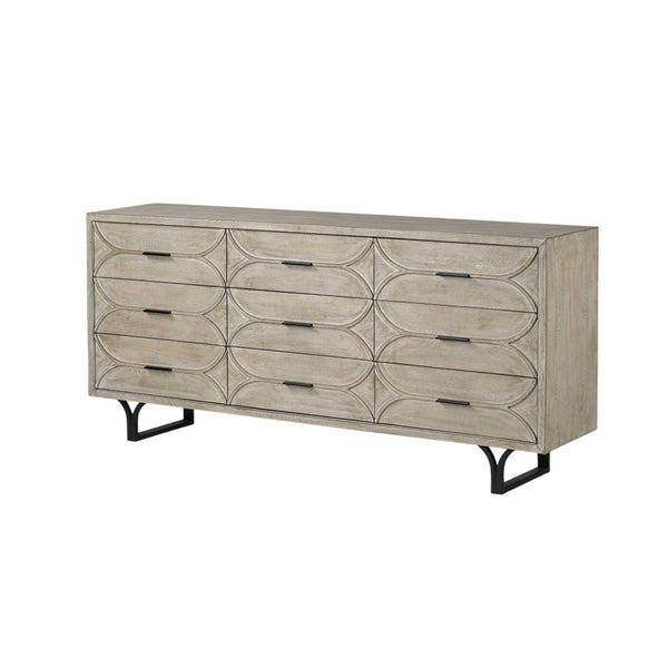 HomeRoots 70" Light Brown Nine-Drawer Sideboard - Stylish Solid Wood Storage for Modern & Rustic Interiors 380211