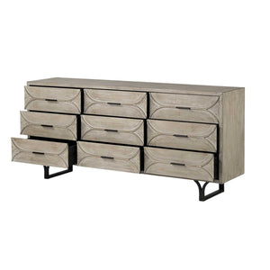HomeRoots 70" Light Brown Nine-Drawer Sideboard - Stylish Solid Wood Storage for Modern & Rustic Interiors 380211