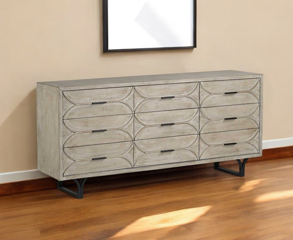 HomeRoots 70" Light Brown Nine-Drawer Sideboard - Stylish Solid Wood Storage for Modern & Rustic Interiors 380211