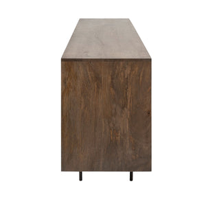 Homeroots 70" Brown And Black Solid Wood Six Drawer Sideboard   380212