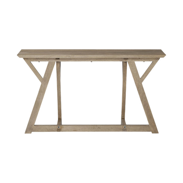 Homeroots 16" Brown Solid Wood Trestle Console Table   380218