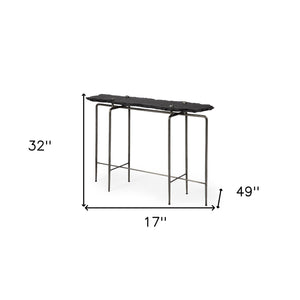 Homeroots 17" Black And Brown Solid Wood Console Table   380219