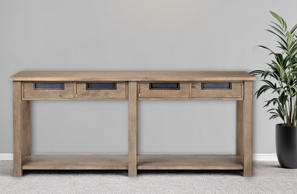 HomeRoots 72" Brown Solid Wood Console Table with Drawers - Stylish Storage Solution for Every Room 380220