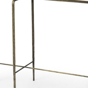 HomeRoots 49" White Marble Console Table with Distressed Brass Six-Leg Base – Modern Rustic Entryway Accent 380223