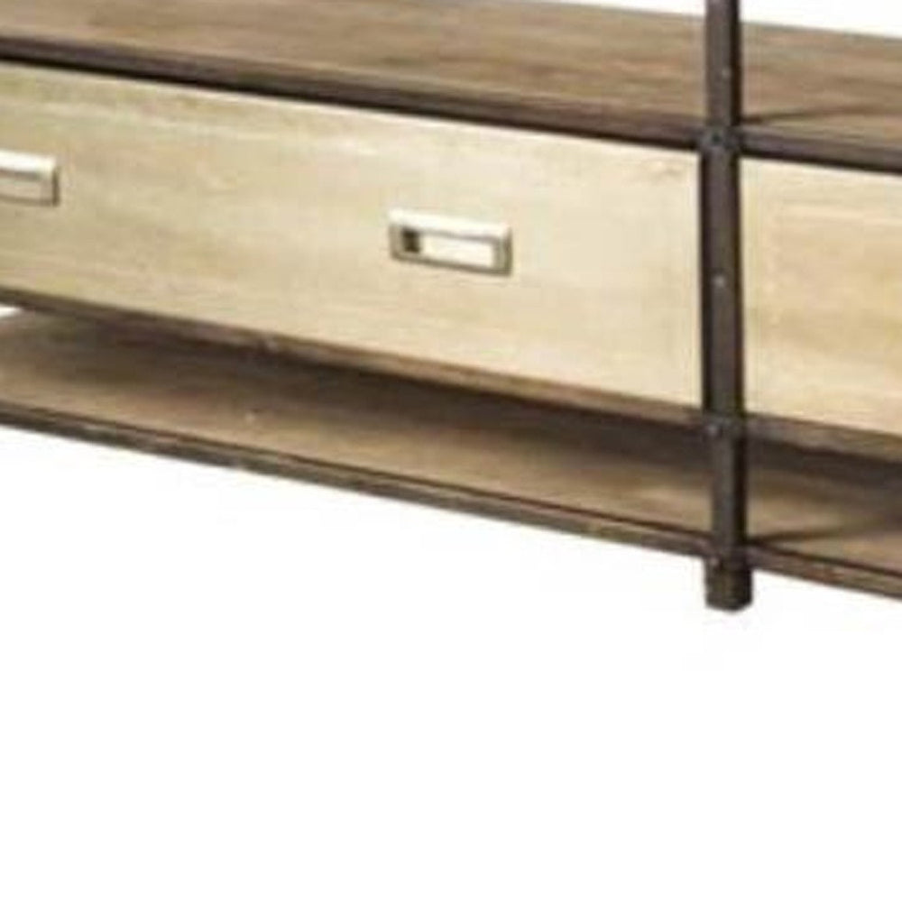 HomeRoots 15" Brown Solid Wood Console Table – Elegant Entryway Furniture with Storage for Home or Office Decor 380226