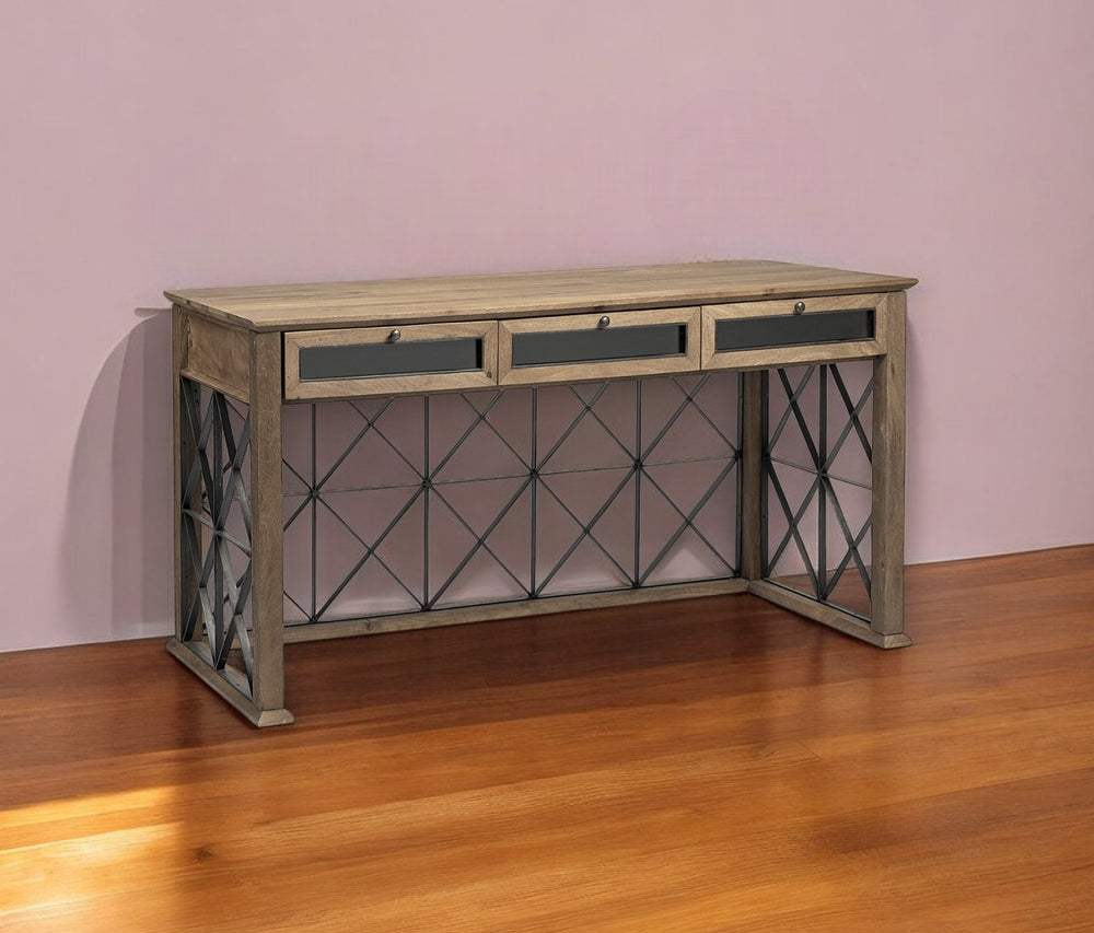 Homeroots 60" Solid Wood Enclosed And Open Storage Tv Stand  Solid Wood 380229