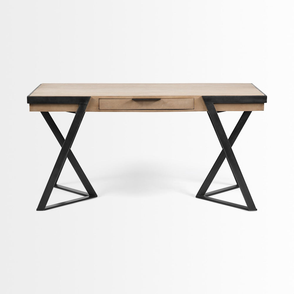 HomeRoots 28" Brown and Black Writing Desk - Stylish Workspace Solution with Durable Design for Home Offices 380231
