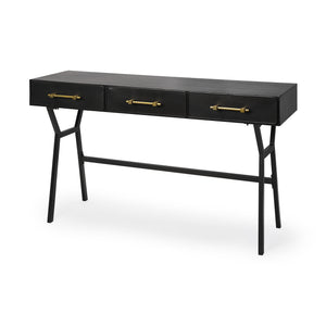 Homeroots 18" Black Writing Desk With Three Drawers   380232