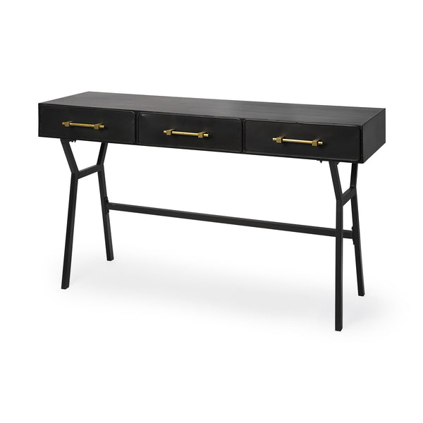 Homeroots 18" Black Writing Desk With Three Drawers   380232