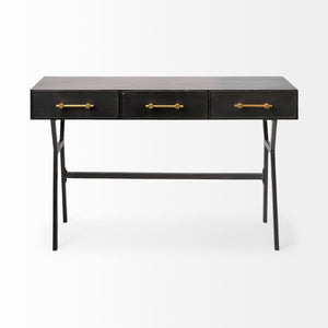 Homeroots 18" Black Writing Desk With Three Drawers   380232