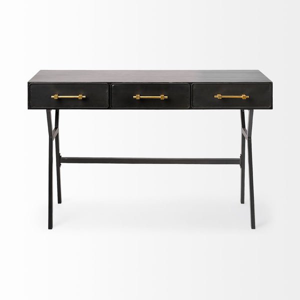 Homeroots 18" Black Writing Desk With Three Drawers   380232