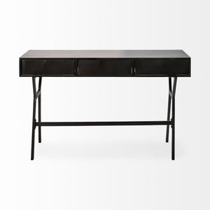Homeroots 18" Black Writing Desk With Three Drawers   380232