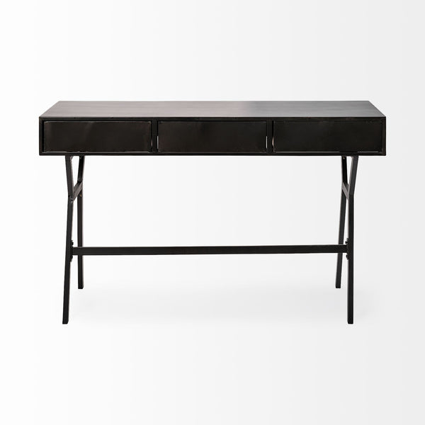Homeroots 18" Black Writing Desk With Three Drawers   380232
