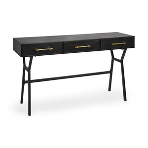 Homeroots 18" Black Writing Desk With Three Drawers   380232