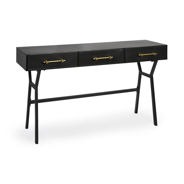 Homeroots 18" Black Writing Desk With Three Drawers   380232