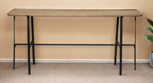 Homeroots 14" Brown And Black Solid Wood Trestle Console Table   380234