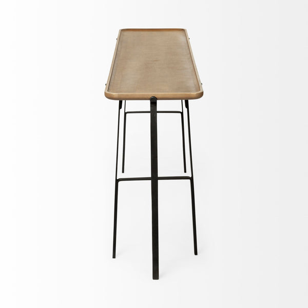 Homeroots 14" Brown And Black Solid Wood Trestle Console Table   380234