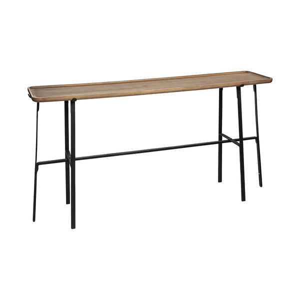 Homeroots 14" Brown And Black Solid Wood Trestle Console Table   380234