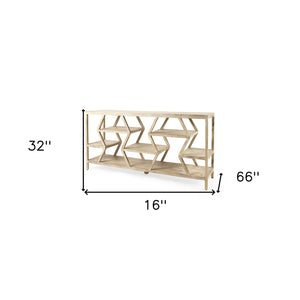 Homeroots 16" Brown Solid Wood 4 Legs Console Table With Shelves   380235