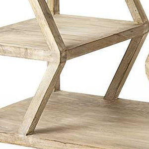 Homeroots 16" Brown Solid Wood 4 Legs Console Table With Shelves   380235