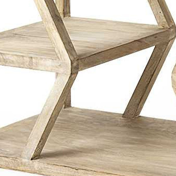 Homeroots 16" Brown Solid Wood 4 Legs Console Table With Shelves   380235