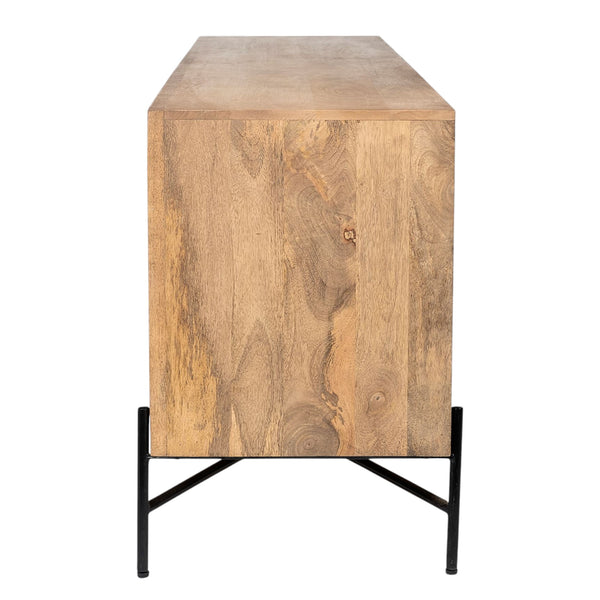 Homeroots 78" Brown Solid Wood Sideboard With Four Doors   380238