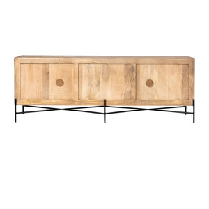 Homeroots 78" Brown Solid Wood Sideboard With Four Doors   380238