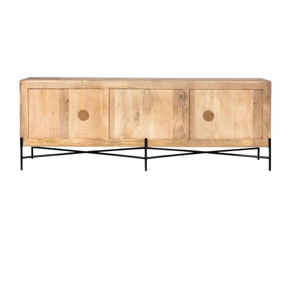 Homeroots 78" Brown Solid Wood Sideboard With Four Doors   380238