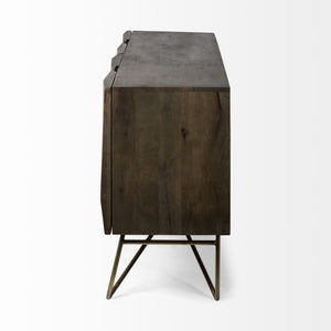 Homeroots 17" Dark Brown Solid Wood Sideboard With Four Doors   380240