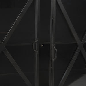 Homeroots 16" Black Iron Sideboard With Four Glass Doors   380242