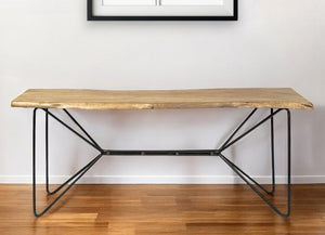 Homeroots 16" Brown And Black Solid Wood Abstract Console Table   380246