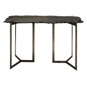 HomeRoots 50" Industrial Black Slate and Distressed Iron Console Table - Stylish Entryway Furniture Solution 380247