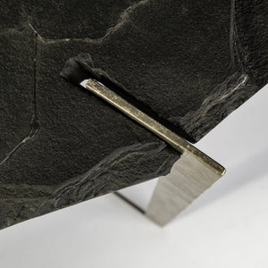 Homeroots 20" Black And Nickel Slate Distressed Double Pedestal Console Table   380247