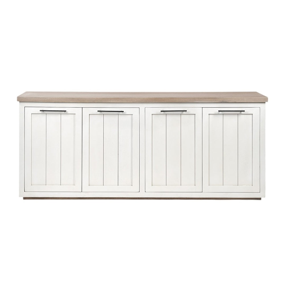 HomeRoots 73" Brown and White Solid Mango Wood Sideboard - Rustic Storage with Farmhouse Charm & Versatility 380252