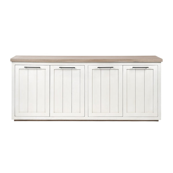 HomeRoots 73" Brown and White Solid Mango Wood Sideboard - Rustic Storage with Farmhouse Charm & Versatility 380252