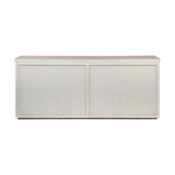 HomeRoots 73" Brown and White Solid Mango Wood Sideboard - Rustic Storage with Farmhouse Charm & Versatility 380252