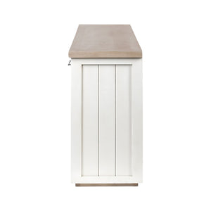 HomeRoots 73" Brown and White Solid Mango Wood Sideboard - Rustic Storage with Farmhouse Charm & Versatility 380252