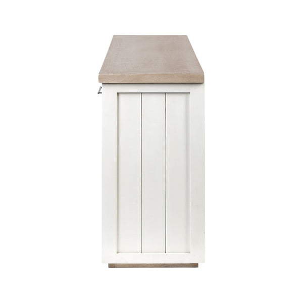 HomeRoots 73" Brown and White Solid Mango Wood Sideboard - Rustic Storage with Farmhouse Charm & Versatility 380252