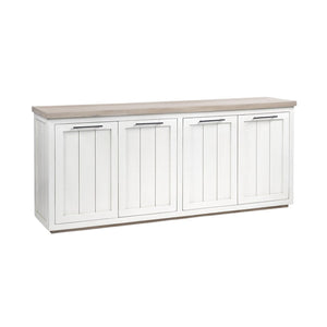 HomeRoots 73" Brown and White Solid Mango Wood Sideboard - Rustic Storage with Farmhouse Charm & Versatility 380252