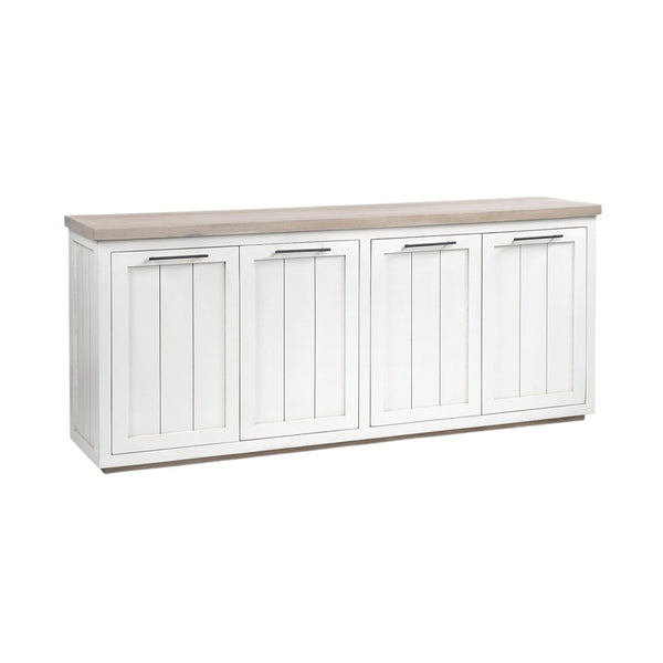HomeRoots 73" Brown and White Solid Mango Wood Sideboard - Rustic Storage with Farmhouse Charm & Versatility 380252