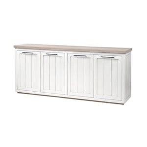 HomeRoots 73" Brown and White Solid Mango Wood Sideboard - Rustic Storage with Farmhouse Charm & Versatility 380252